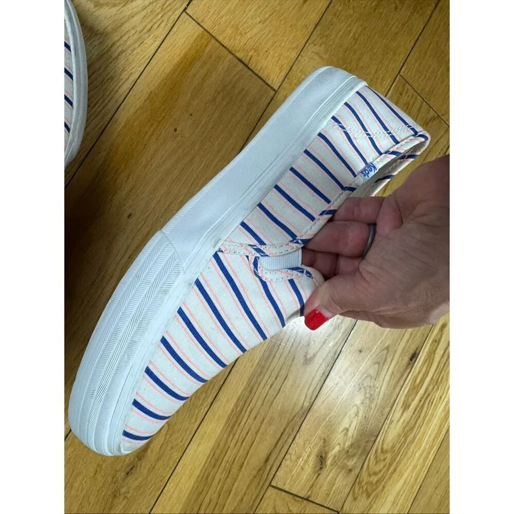 New Keds White Striped Canvas Tennis Shoes Size 9